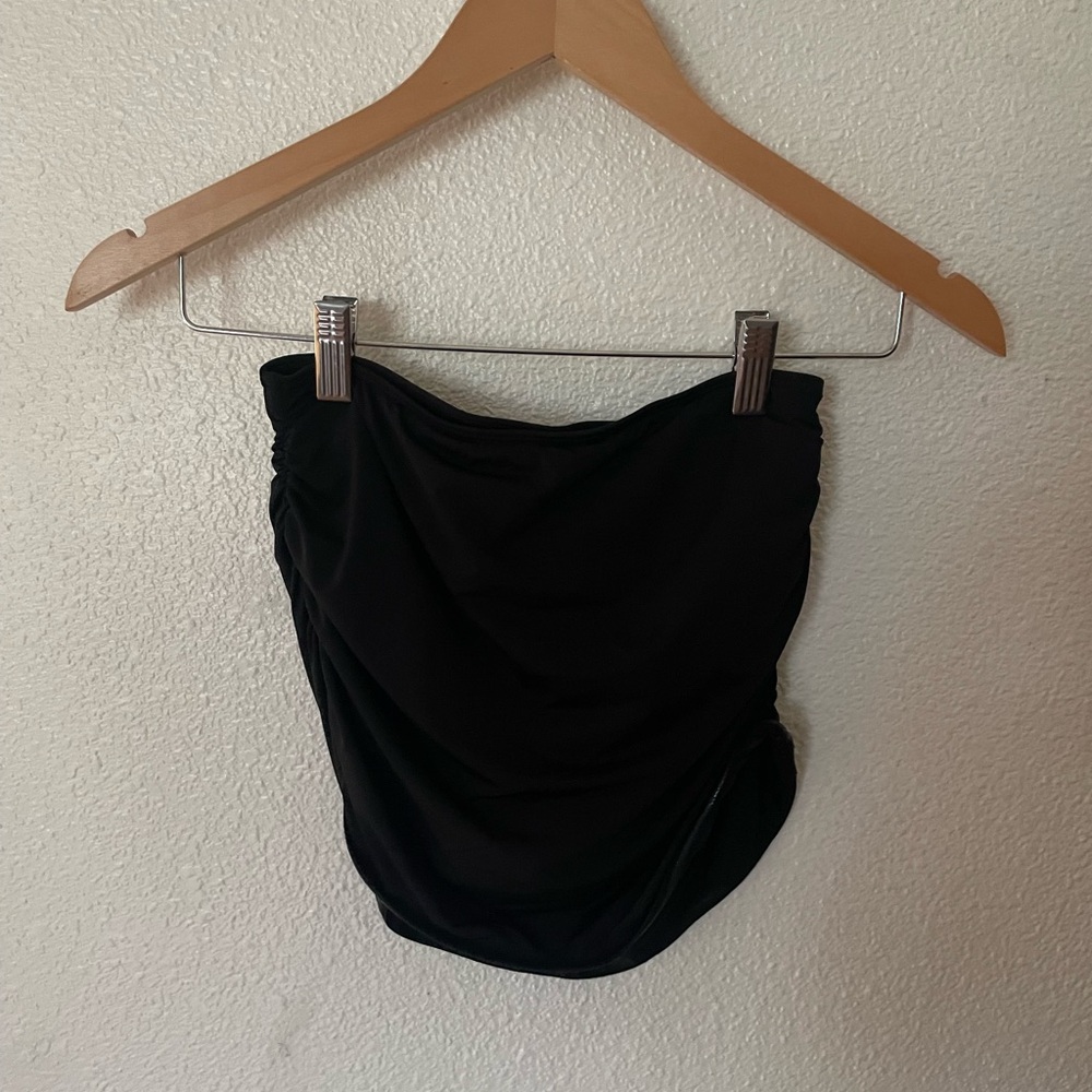 Victoria's Secret Black Bikini Top Ruched Strapless Size XS